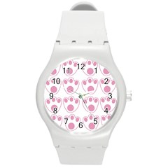 Rabbit Feet Paw Pink Foot Animals Round Plastic Sport Watch (M)