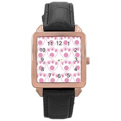 Rabbit Feet Paw Pink Foot Animals Rose Gold Leather Watch  by Mariart