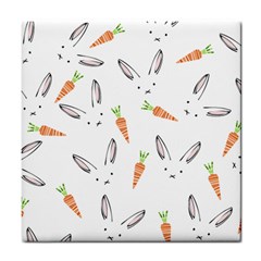 Rabbit Carrot Pattern Weft Step Face Tile Coasters by Mariart