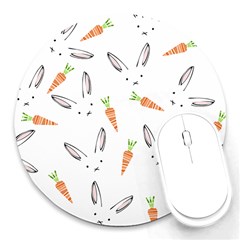 Rabbit Carrot Pattern Weft Step Face Round Mousepads by Mariart