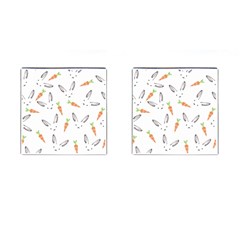 Rabbit Carrot Pattern Weft Step Face Cufflinks (square) by Mariart