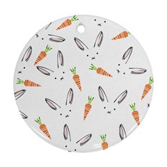 Rabbit Carrot Pattern Weft Step Face Round Ornament (two Sides) by Mariart