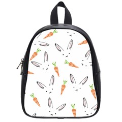 Rabbit Carrot Pattern Weft Step Face School Bags (small)  by Mariart