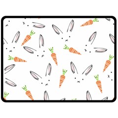 Rabbit Carrot Pattern Weft Step Face Fleece Blanket (large)  by Mariart