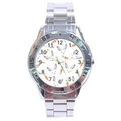 Rabbit Carrot Pattern Weft Step Face Stainless Steel Analogue Watch