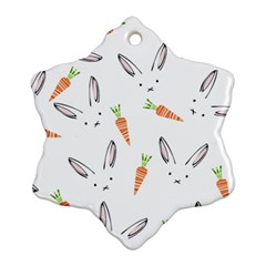 Rabbit Carrot Pattern Weft Step Face Snowflake Ornament (two Sides) by Mariart