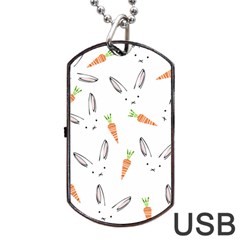 Rabbit Carrot Pattern Weft Step Face Dog Tag Usb Flash (two Sides) by Mariart