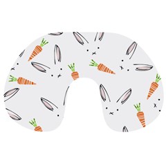 Rabbit Carrot Pattern Weft Step Face Travel Neck Pillows by Mariart