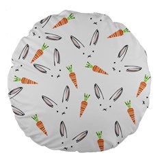 Rabbit Carrot Pattern Weft Step Face Large 18  Premium Flano Round Cushions by Mariart