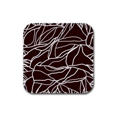 River System Line Brown White Wave Chevron Rubber Coaster (square)  by Mariart