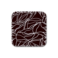 River System Line Brown White Wave Chevron Rubber Square Coaster (4 Pack)  by Mariart