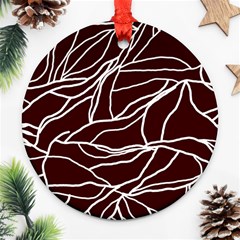 River System Line Brown White Wave Chevron Round Ornament (two Sides) by Mariart