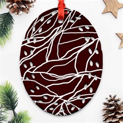 River System Line Brown White Wave Chevron Ornament (oval Filigree) by Mariart