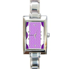 River Hyacinth Polka Circle Round Purple White Rectangle Italian Charm Watch