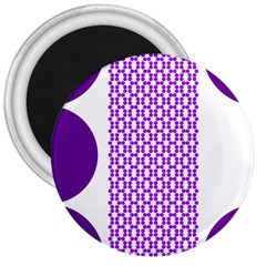 River Hyacinth Polka Circle Round Purple White 3  Magnets by Mariart