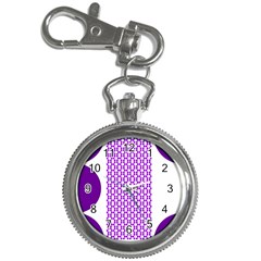 River Hyacinth Polka Circle Round Purple White Key Chain Watches