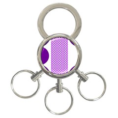 River Hyacinth Polka Circle Round Purple White 3-ring Key Chains by Mariart