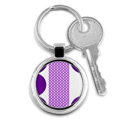 River Hyacinth Polka Circle Round Purple White Key Chains (round)  by Mariart