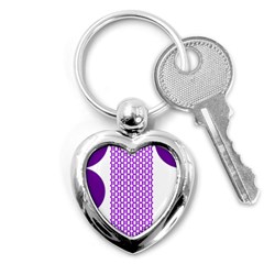 River Hyacinth Polka Circle Round Purple White Key Chains (heart) 