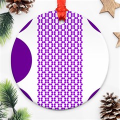 River Hyacinth Polka Circle Round Purple White Round Ornament (two Sides) by Mariart