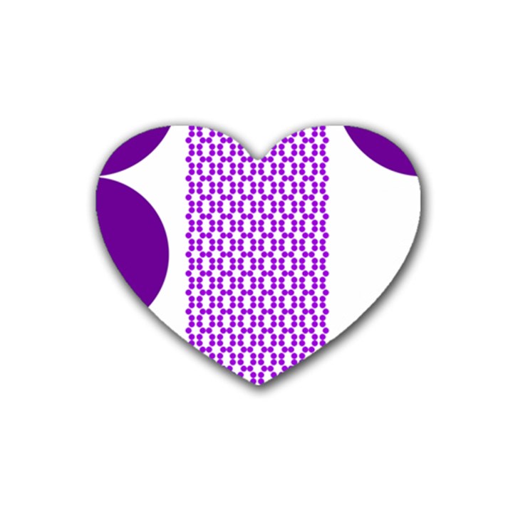 River Hyacinth Polka Circle Round Purple White Rubber Coaster (Heart) 