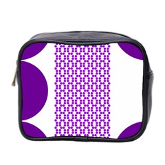 River Hyacinth Polka Circle Round Purple White Mini Toiletries Bag 2-side