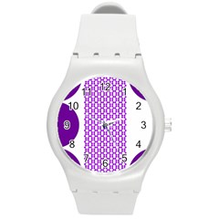 River Hyacinth Polka Circle Round Purple White Round Plastic Sport Watch (m) by Mariart