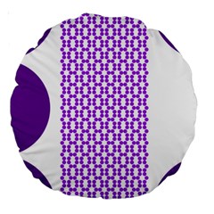 River Hyacinth Polka Circle Round Purple White Large 18  Premium Round Cushions by Mariart