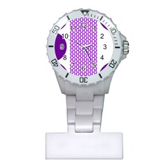 River Hyacinth Polka Circle Round Purple White Plastic Nurses Watch by Mariart