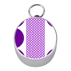 River Hyacinth Polka Circle Round Purple White Mini Silver Compasses by Mariart