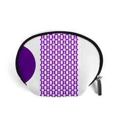 River Hyacinth Polka Circle Round Purple White Accessory Pouches (small) 