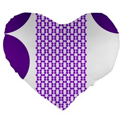 River Hyacinth Polka Circle Round Purple White Large 19  Premium Flano Heart Shape Cushions by Mariart