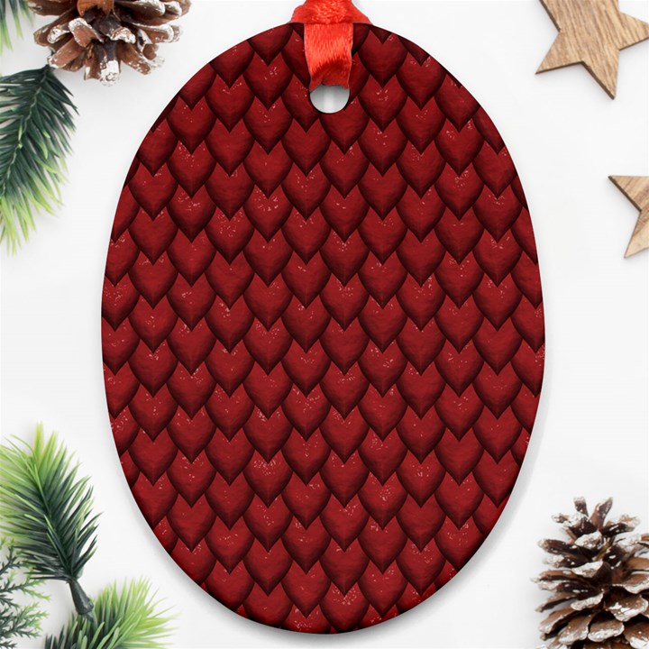 Red Snakeskin Snak Skin Animals Ornament (Oval)