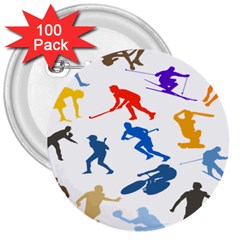 Sport Player Playing 3  Buttons (100 Pack)  by Mariart