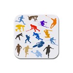 Sport Player Playing Rubber Square Coaster (4 pack)  Front