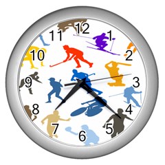 Sport Player Playing Wall Clocks (silver)  by Mariart