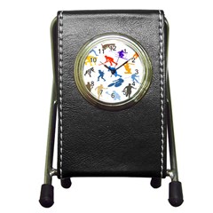 Sport Player Playing Pen Holder Desk Clocks by Mariart