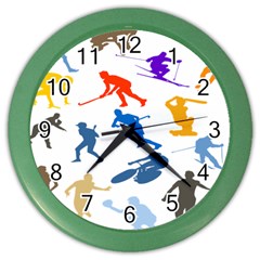 Sport Player Playing Color Wall Clocks by Mariart