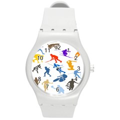 Sport Player Playing Round Plastic Sport Watch (m) by Mariart