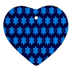 Star Blue Space Wave Chevron Sky Ornament (heart) by Mariart