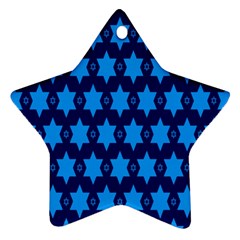 Star Blue Space Wave Chevron Sky Ornament (star) by Mariart