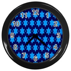 Star Blue Space Wave Chevron Sky Wall Clocks (black)