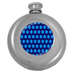 Star Blue Space Wave Chevron Sky Round Hip Flask (5 Oz) by Mariart