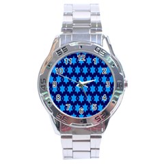 Star Blue Space Wave Chevron Sky Stainless Steel Analogue Watch by Mariart