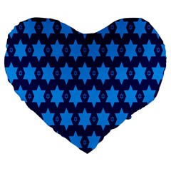 Star Blue Space Wave Chevron Sky Large 19  Premium Heart Shape Cushions by Mariart