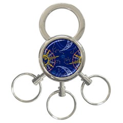 Sun Moon Seamless Star Blue Sky Space Face Circle 3-ring Key Chains