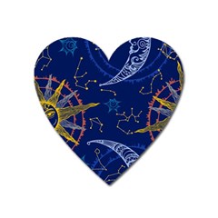 Sun Moon Seamless Star Blue Sky Space Face Circle Heart Magnet