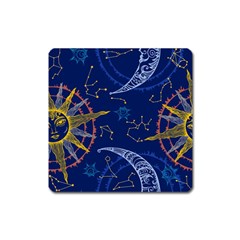 Sun Moon Seamless Star Blue Sky Space Face Circle Square Magnet