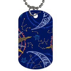 Sun Moon Seamless Star Blue Sky Space Face Circle Dog Tag (one Side)