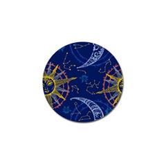 Sun Moon Seamless Star Blue Sky Space Face Circle Golf Ball Marker by Mariart